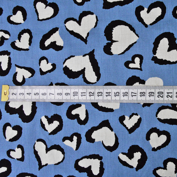 Ткань поплин стрейч сердечка денім, фото 3