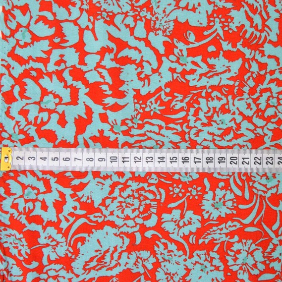 Штапель Rayon Charly батік червоий/бірюза, Акварель, фото 3
