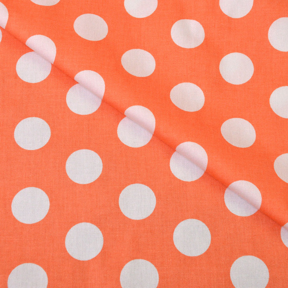 Ткань коттон стрейч горох персик, Горох, фото 1