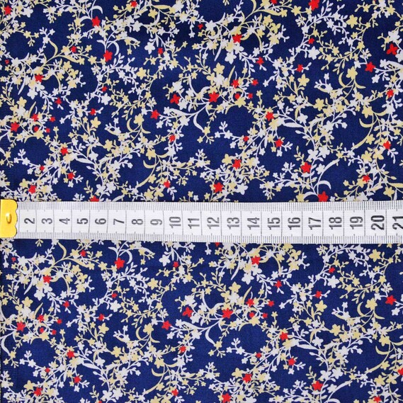 Поплин стрейч вьюнок т/синій, Квітковий, фото 3