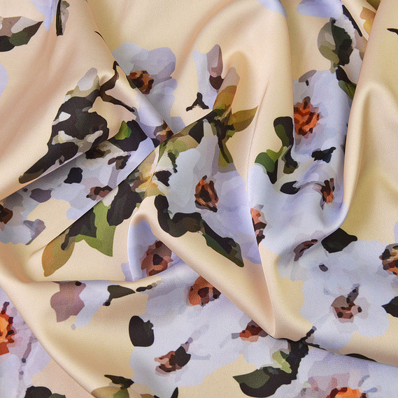 Armani Silk Satin Atlas Fabric V-77/2 цвітіння світло жовтий, Акварель, фото 1 Armani Silk Satin Atlas Fabric V-77/2 цвітіння світло жовтий, Акварель, фото 1