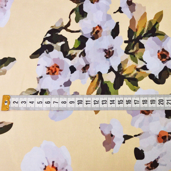 Armani Silk Satin Atlas Fabric V-77/2 цвітіння світло жовтий, Акварель, фото 2 Armani Silk Satin Atlas Fabric V-77/2 цвітіння світло жовтий, Акварель, фото 2