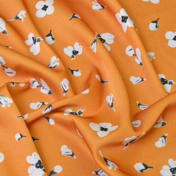 Armani Silk Satin Atlas Fabric V-86/2 пробудження рудий, Квітковий, фото 1