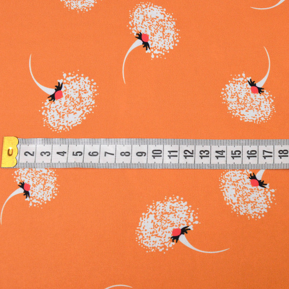 Тканина атлас шовк-сатин Armani V-83/2 кульбаба манго, Квітковий, фото 2