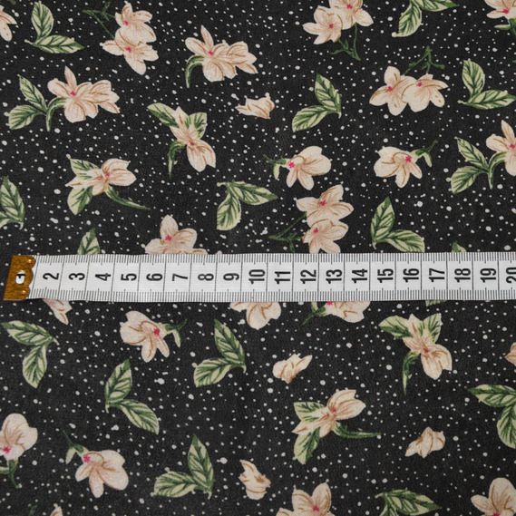 Quilted chiffon fabric галявина чорний, Квітковий, фото 2