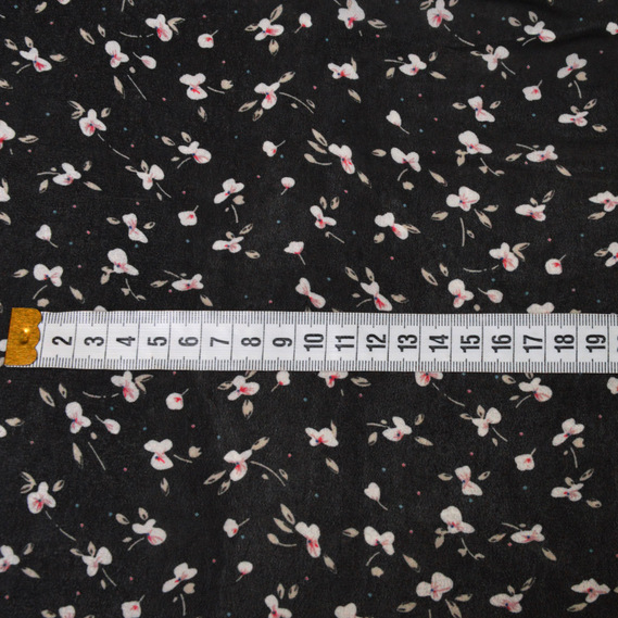 Quilted chiffon fabric долина чорний, Квітковий, фото 2