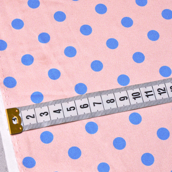 Ткань плательная атлас шелк Горошек рожевий, Горох, фото 2