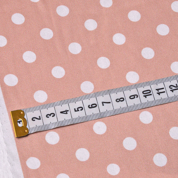 Тканина плательная атлас шовк Горошок пудра, Горох, фото 2
