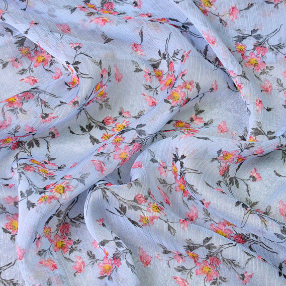 Шифон-креш V-4/1 квіти блак, Квітковий, фото 1