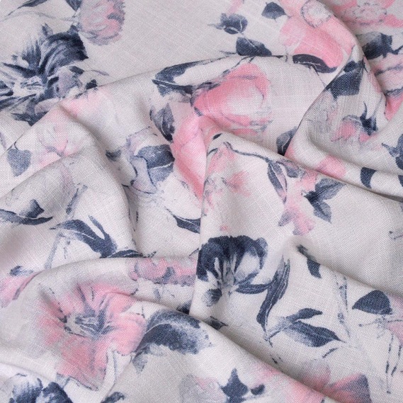 Льон квіти сіро/рожеві, Квітковий, фото 1