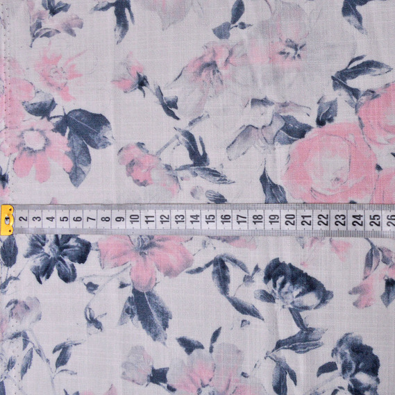 Льон квіти сіро/рожеві, Квітковий, фото 2