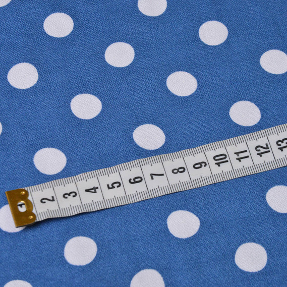 Штапель-твіл Горох серед.білий на денім, Горох, фото 3