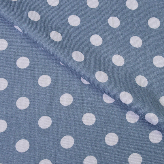 Штапель-твіл Горох серед.білий на сірому, Горох, фото 1