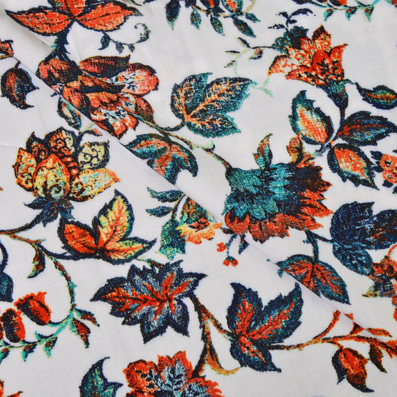 Штапель Барвінок теракот, Квітковий, фото 1