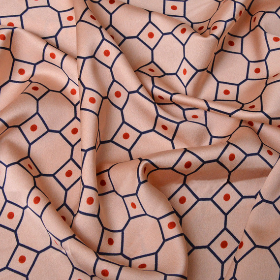 Ткань плательная атлас геометрія беж, Геометрія, фото 1