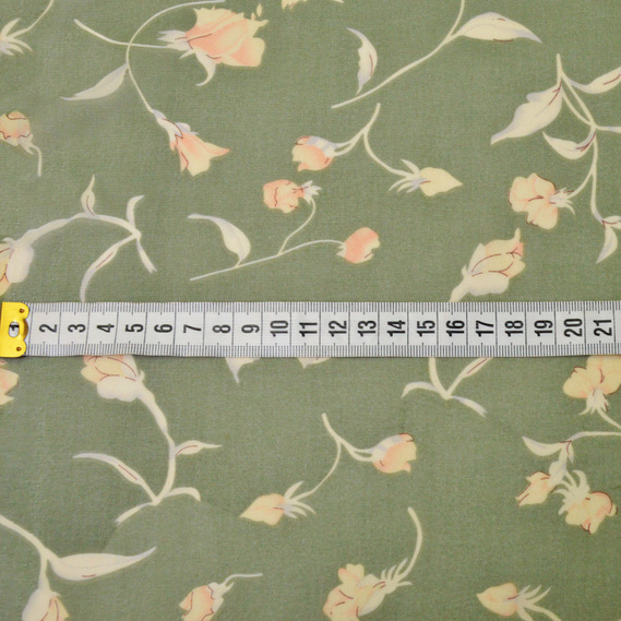 Тканина шифон набивний ноктюрн олива, Квітковий, фото 2