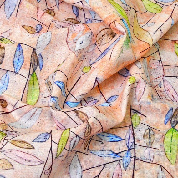 Лен принт листочки, Флора, фото 1