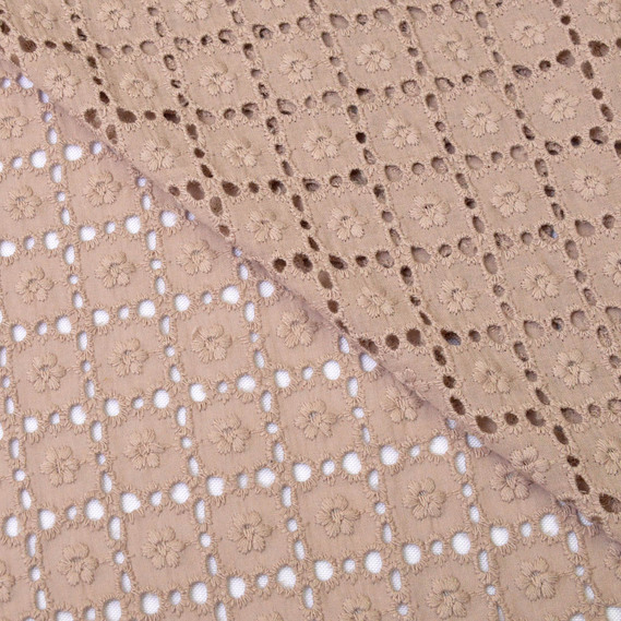 Тканина плательна бавовна батист прошва беж, фото 1