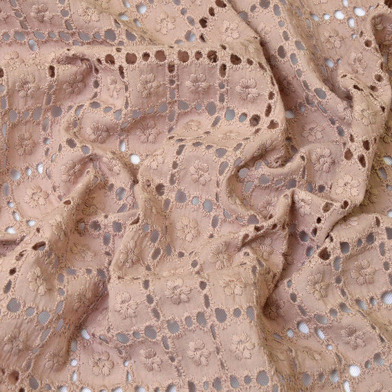 Тканина плательна бавовна батист прошва беж, фото 2