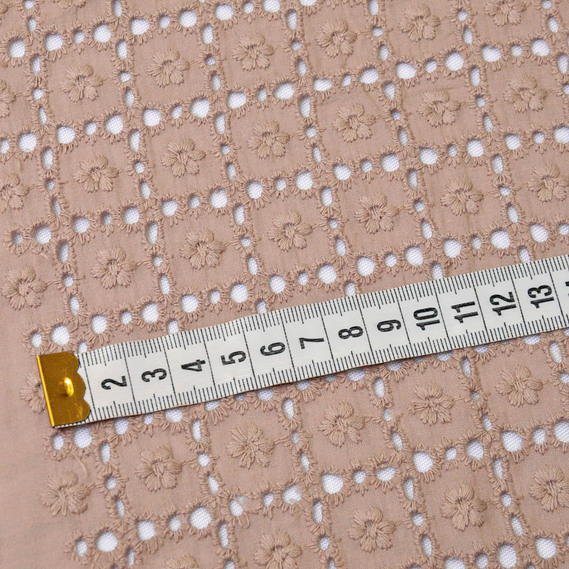 Тканина плательна бавовна батист прошва беж, фото 3