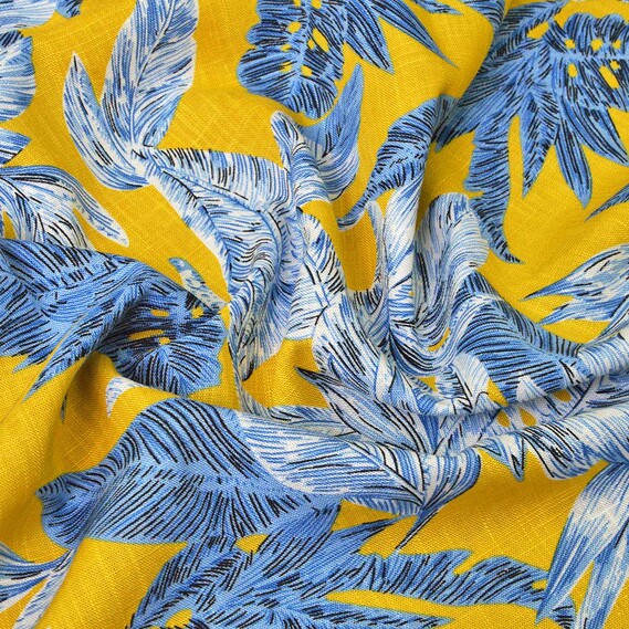 Льон принт пальма блак, Флора, фото 1