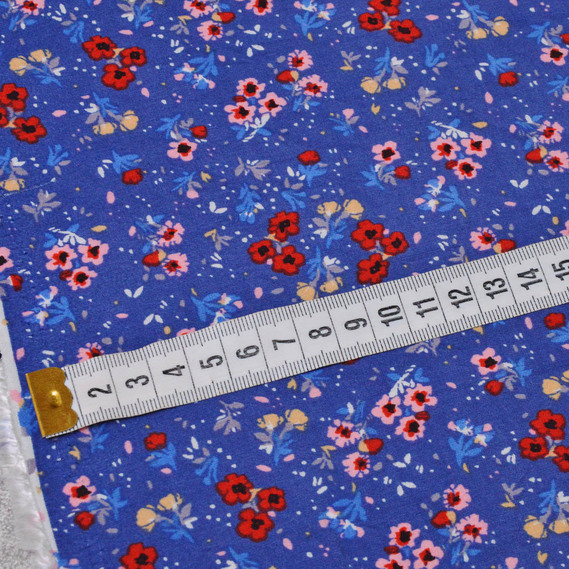 Dress fabric Muslin viscose польові маки денім, Квітковий, фото 2 Dress fabric Muslin viscose польові маки денім, Квітковий, фото 2