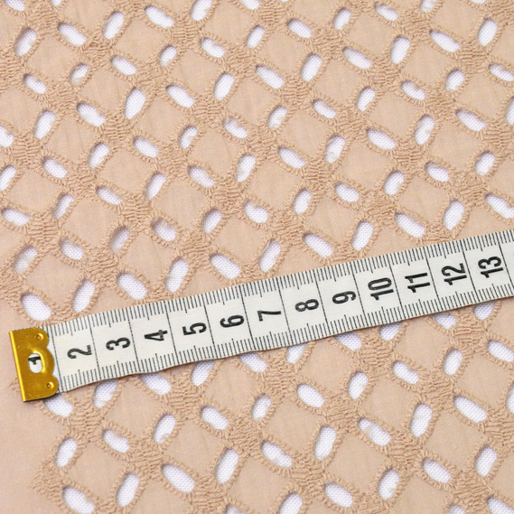 Ткань плательная хлопок батист прошва вышивка натхнення беж, фото 3