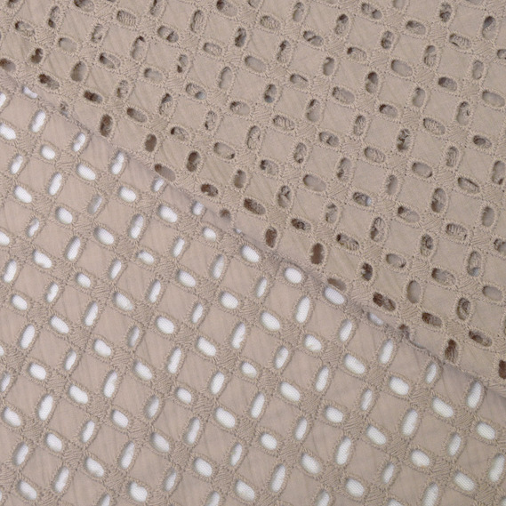 Тканина плательна бавовна батист прошва вишивка натхнення сірий беж, фото 1