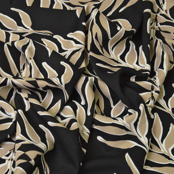 Плательная гілки беж на чорному, Флора, фото 1 Плательная гілки беж на чорному, Флора, фото 1