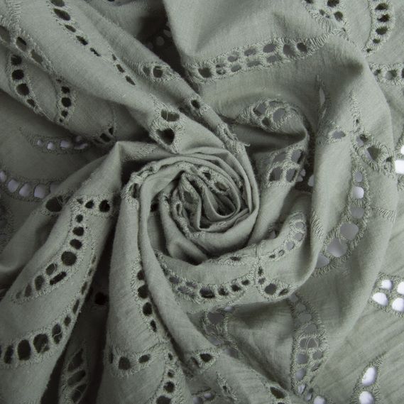 Тканина плательна бавовна батист прошва Діва полин, фото 1