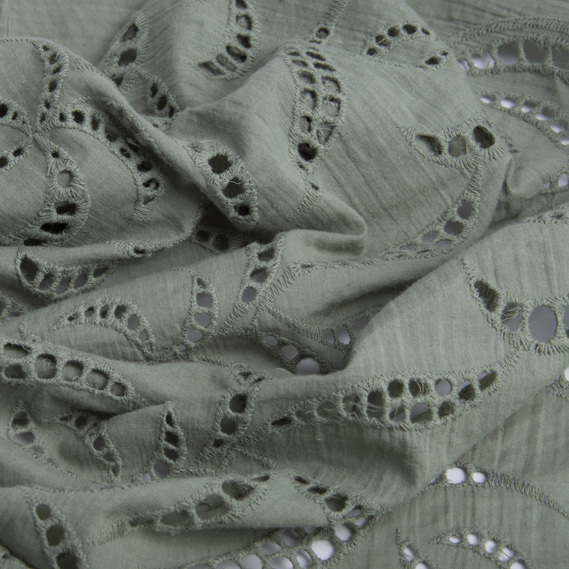 Тканина плательна бавовна батист прошва Діва полин, фото 2