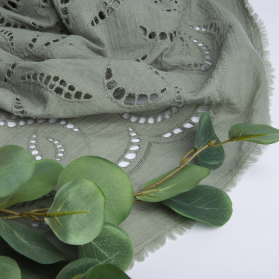 Тканина плательна бавовна батист прошва Діва полин, фото 4