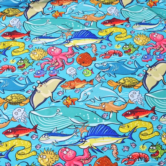 Тканина трикотаж Біфлекс 150 см, еластична для купальників, леггінсов, спортивного одягу океан, Морський, фото 1