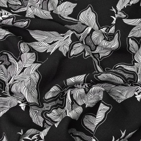 Плательна набивна драцена на чорному, Флора, фото 1