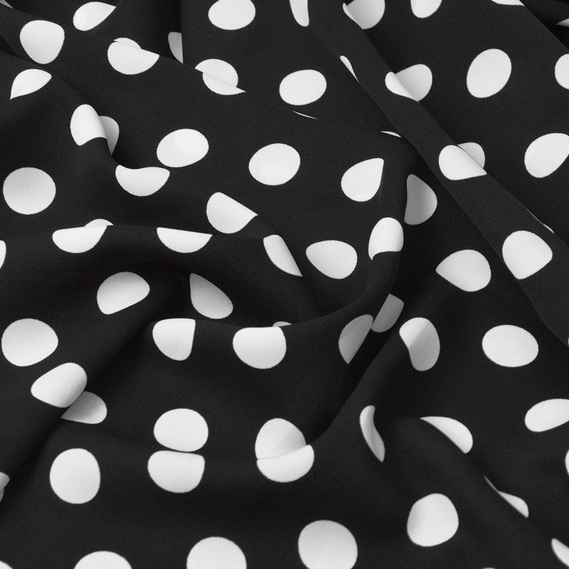 Плательна креп Горох середній горох серед на чорному, Горох, фото 1