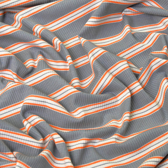 Трикотаж Stripe Spring сірий/помаранч, Смуга, фото 2 Трикотаж Stripe Spring сірий/помаранч, Смуга, фото 2