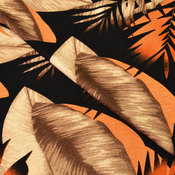 Трикотаж-віскоза принт осінь золота, Флора, фото 1