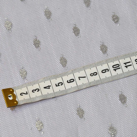 Ткань сетка Узор листок чорна/срібло, фото 2