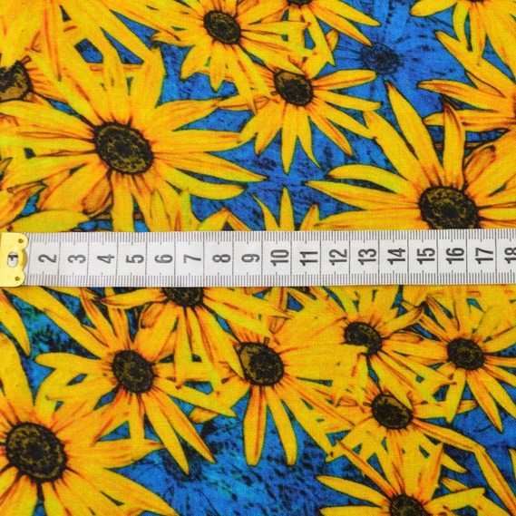 Льон принт ромашка вел на синьому, Квітковий, фото 2