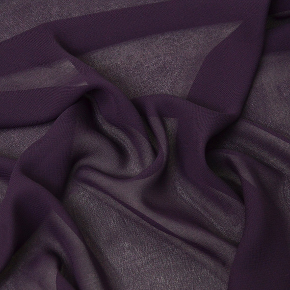 Ткань шифон Мульти 70 гр/м2 150 см полупрозрачная, легкая, воздушная для платьев, блузок и аксессуаров баклажан, фото 1 Ткань шифон Мульти 70 гр/м2 150 см полупрозрачная, легкая, воздушная для платьев, блузок и аксессуаров баклажан, фото 1