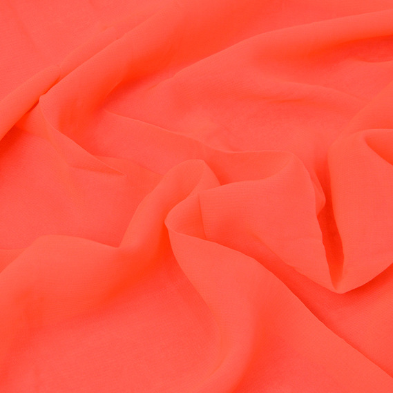 Ткань шифон Мульти 70 гр/м2 150 см полупрозрачная, легкая, воздушная для платьев, блузок и аксессуаров неон корал, фото 1 Ткань шифон Мульти 70 гр/м2 150 см полупрозрачная, легкая, воздушная для платьев, блузок и аксессуаров неон корал, фото 1