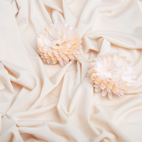 Ткань трикотаж масло Саманта 185 гр/м2 150 см легкая эластичная стрейчевая беж, фото 3