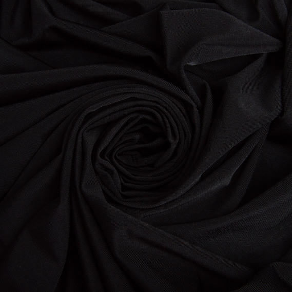 Тканина трикотаж масло Саманта 185 гр/м2 150 см легка еластична стрейчева чорний, фото 1
