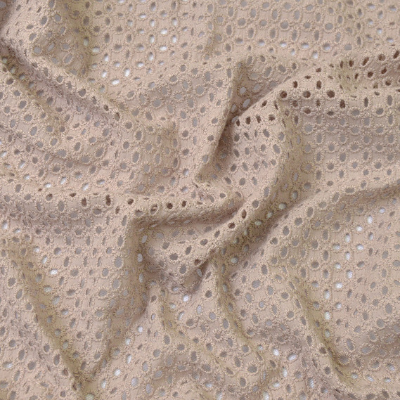 Тканина плательна бавовна батист прошва Юніс сіро/беж, фото 2