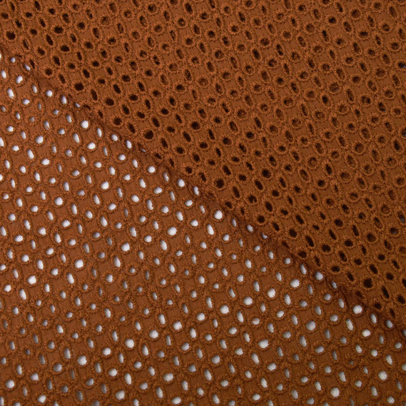 Тканина плательна бавовна батист прошва Юніс кориця, фото 1