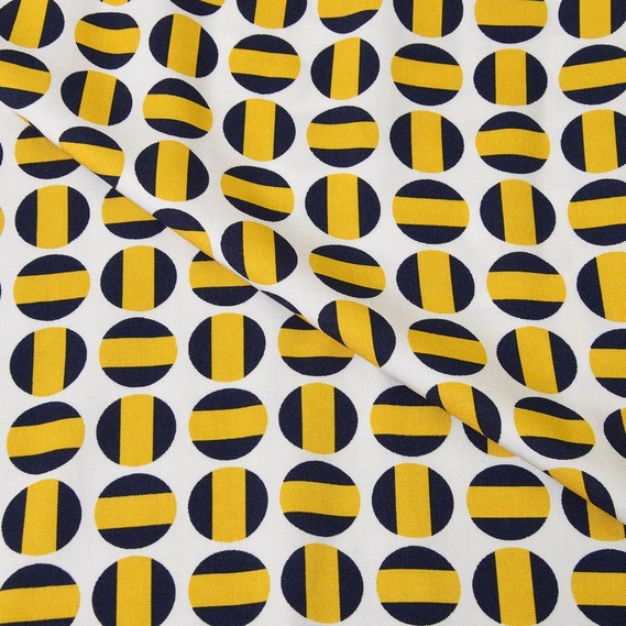Штапель-твіл коло жовтий/чорний, Геометрія, фото 1