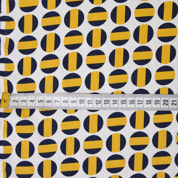 Штапель-твіл коло жовтий/чорний, Геометрія, фото 3