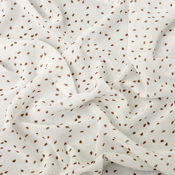 Тканина шифон платтяна легка повітряна 95 г/м2 150 см для суконь, спідниць, блуз, аксесуарів бубки на білому, фото 1