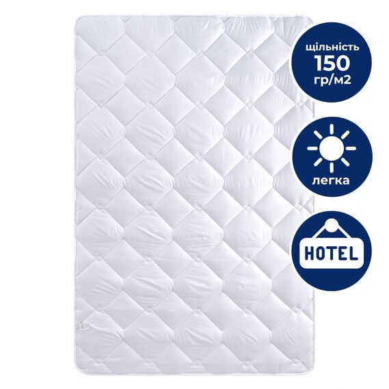 Ковдра літня євро 200х220 см IDEIA, антиалергенна, біла, легка ковдра для літа, для готелів та дому, фото 1 Ковдра літня євро 200х220 см IDEIA, антиалергенна, біла, легка ковдра для літа, для готелів та дому, фото 1