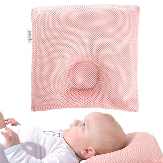 Подушка дитяча ортопедична ТM PAPAELLA для немовлят d-7,5 25*26*8 см пудра, фото 1